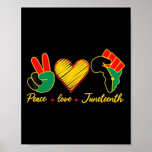Poster Peace Love Junetten Black Pride Freedom 4th Of J (Devant)