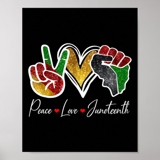 Poster Peace Love Junetten Black Pride Freedom 4th Of J (Devant)