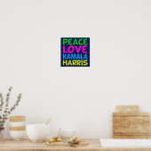 Poster Peace Love Kamala Harris Cute Blue (Cuisine)