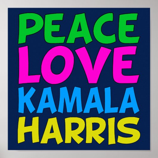 Poster Peace Love Kamala Harris Cute Blue (Devant)