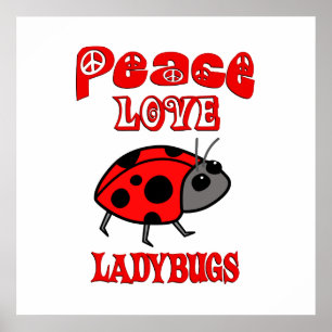 Poster Peace Love Ladybugs