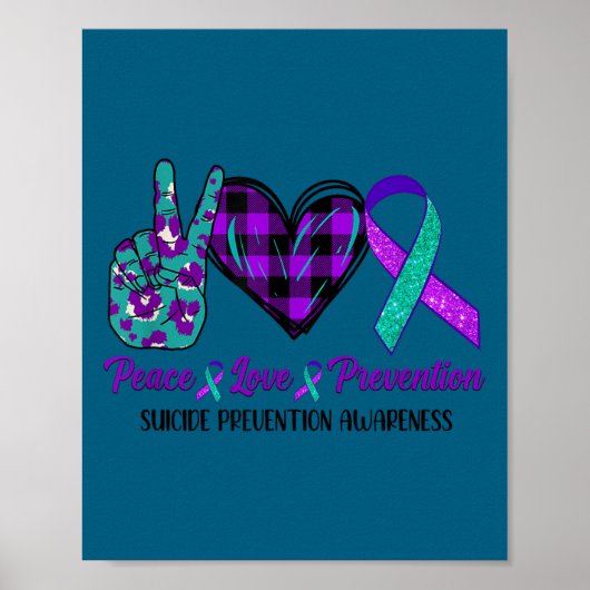 Poster Peace Love Life Suicide Awareness Womens Semi Colo (Devant)