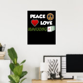 Poster Peace Love Mahjong Jeu Joueur Mahjong (Bureau à domicile)