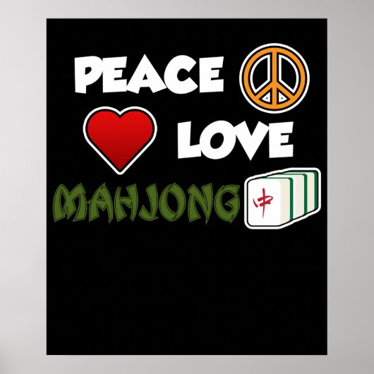 Poster Peace Love Mahjong Jeu Joueur Mahjong (Devant)