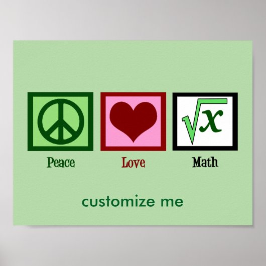 Poster Peace Love Math Custom (Devant)
