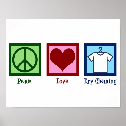 Poster Peace Love Nettoyage à sec (Devant)