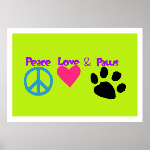Poster Peace Love & Paws