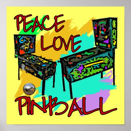 Poster Peace Love Pinball (Devant)