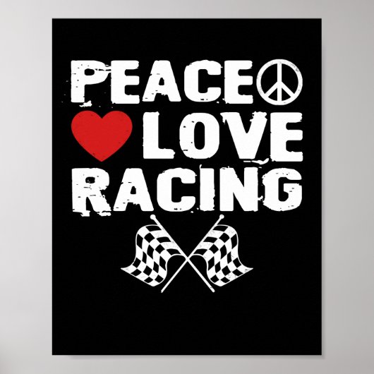 Poster Peace Love Racing Coeur Race Car Lover (Devant)