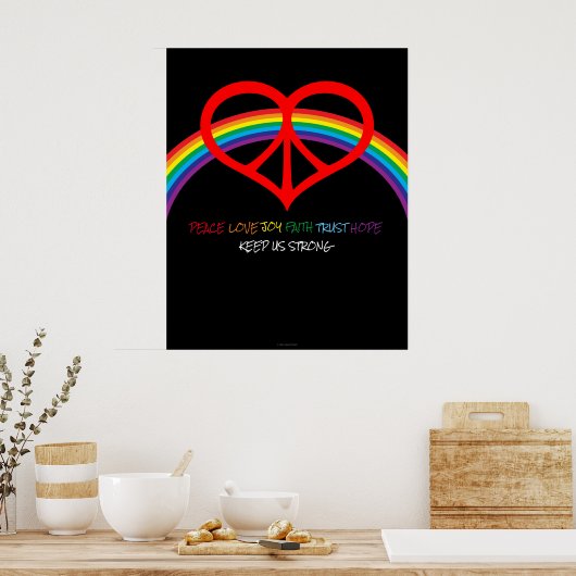 Poster Peace Love Rainbow (Cuisine)