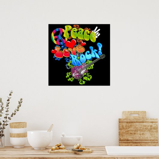 Poster Peace Love Rock (Cuisine)