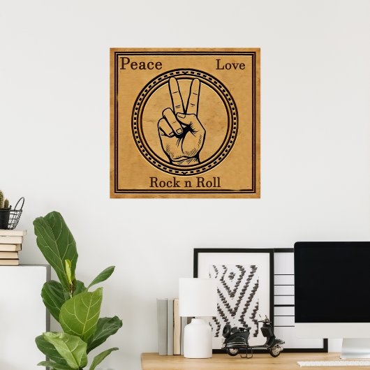 Poster Peace, Love, Rock n Roll (Bureau à domicile)