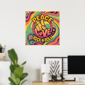 Poster Peace, Love, Rock n Roll (Bureau à domicile)