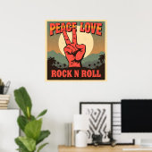 Poster Peace, Love, Rock n Roll (Bureau à domicile)