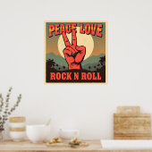 Poster Peace, Love, Rock n Roll (Cuisine)