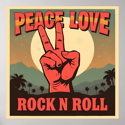 Poster Peace, Love, Rock n Roll (Devant)
