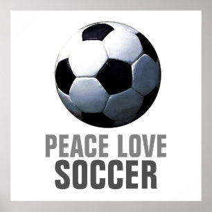 Poster Peace Love Soccer Motivational Art unique