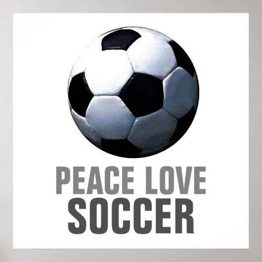 Poster Peace Love Soccer Motivational Art unique (Devant)