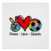 Poster Peace Love Soccer Tie Dye Design Femmes Ados Fille (Devant)