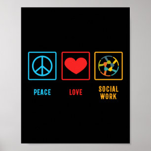 Poster Peace Love Social Worker Don Mental Health