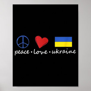 Poster Peace Love Stand With Ukraine Support Stop War