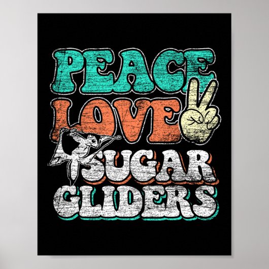 Poster Peace Love Sugar Gliders (Devant)