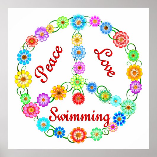 Poster Peace Love Swimming (Devant)