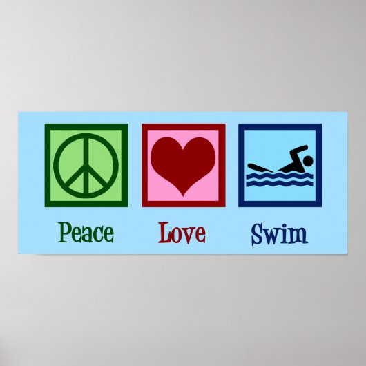 Poster Peace Love Swimming (Devant)