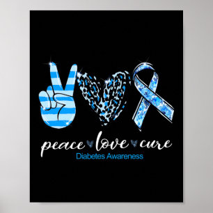 Poster Peace Love Type Diabète Sensibilisation Survivants