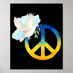 Poster Peace Love Ukraine Dove Ukraine Flag Support Ukrai
