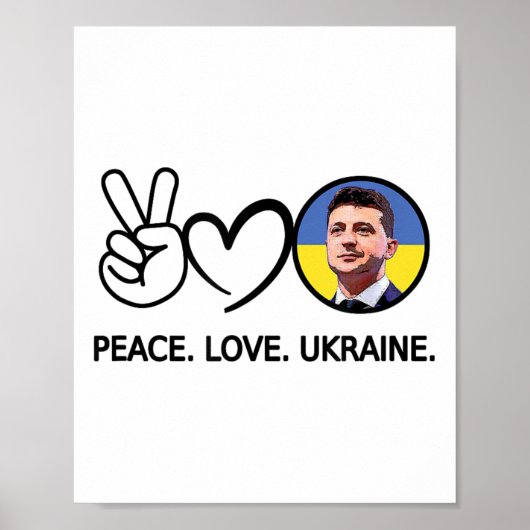 Poster Peace Love Ukraine Volodymyr Zelensky Ukrainiens S (Devant)