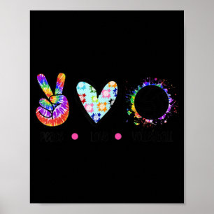 Poster Peace Love Volleyball Tie Dye Rainbow Trippy Hippi