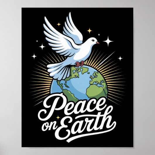 Poster Peace On Earth Dove And Globe Faith Christmas  (Devant)