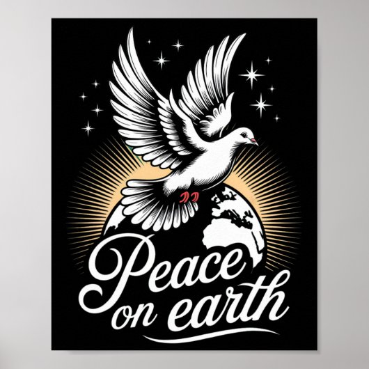 Poster Peace On Earth Dove And Globe Peaceful Christmas (Devant)