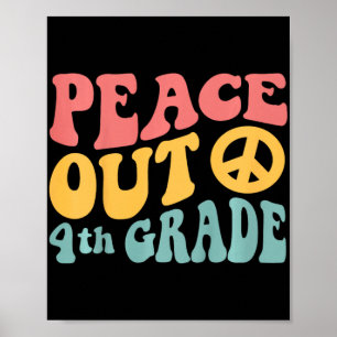 Poster Peace Out 4e année Funny Retro 70's Dernier Day Of