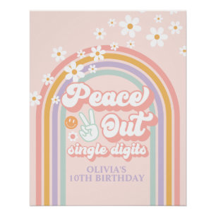 Poster Peace out Chiffres simples arc-en-ciel 10e anniver