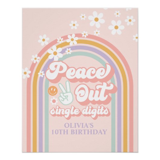 Poster Peace out Chiffres simples arc-en-ciel 10e anniver (Devant)
