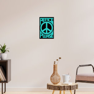 Poster Peace Please lettrage turquoise
