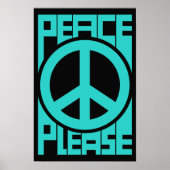 Poster Peace Please lettrage turquoise (Devant)
