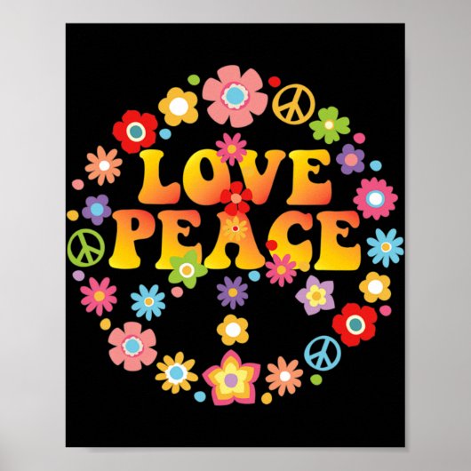 Poster PEACE SIGN LOVE 60s 70s Tie Costume hippie (Devant)