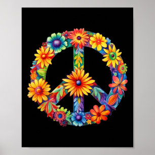 Poster Peace Sign Love 60s les années 70 Super Hippie Cos