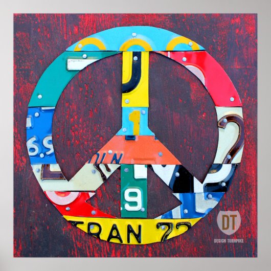 Poster Peace Sign Recyclé License Plate Art (Devant)