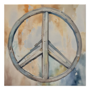Poster Peace Sign Watercolor Peinture Art