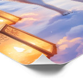 Poster Peaceful Akita on Snow Lantern Path Christmas Dog (Coin)