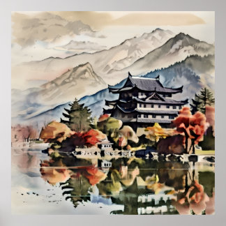 Poster Peaceful Mountain Castle