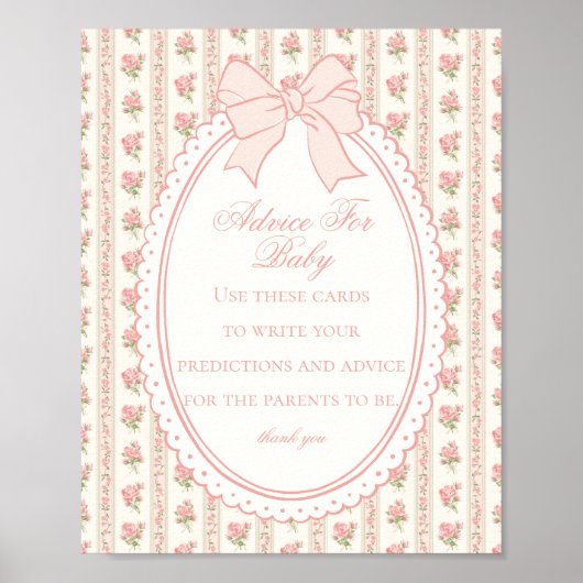 Poster Peach & Beige Vintage Fancy Floral Advice for Baby (Devant)