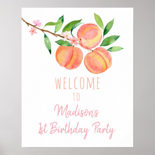 Poster Peach Blossom One Sweet Peach Anniversaire Bienven (Devant)
