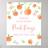 Poster Peach Floral Anniversaire Devinez Combien De Jeu (Devant)