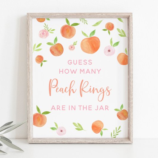 Poster Peach Floral Anniversaire Devinez Combien De Jeu