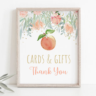 Poster Peach Floral Greenery Symbole d'anniversaire Carte